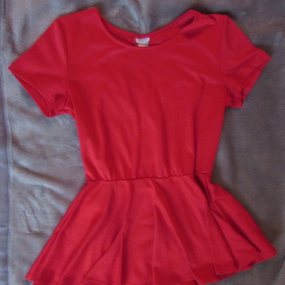 Red Peplum Short-sleeve Shirt